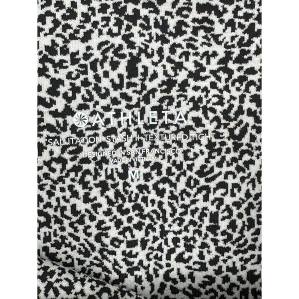 Athleta Animal Print Salutation Stash II Textured Tight Size Medium Black/White‎ - Picture 2 of 8